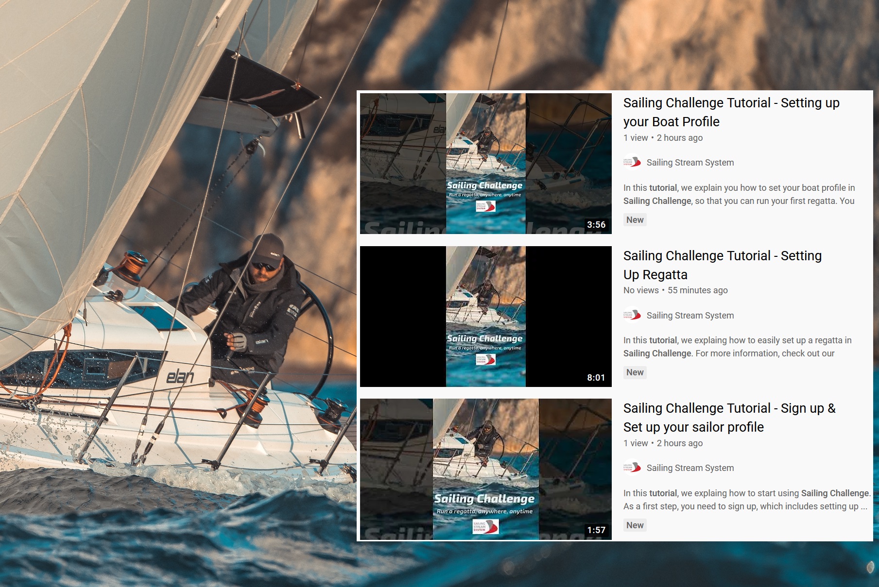 New Tutorials available on Youtube to start using Sailing Challenge